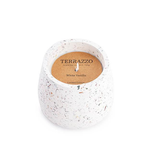 Scented Candle Terrazzo Vanilla White Medium 80g (9.4x8cmH)