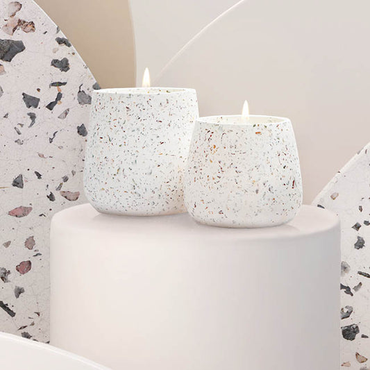 Scented Candle Terrazzo Vanilla White Medium 80g (9.4x8cmH)